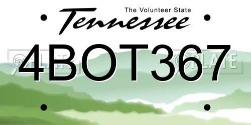 4BOT367 Tennessee License Plate