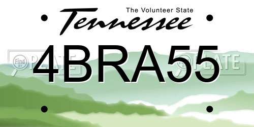 4BRA55 Tennessee License Plate