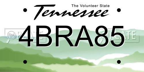 4BRA85 Tennessee License Plate