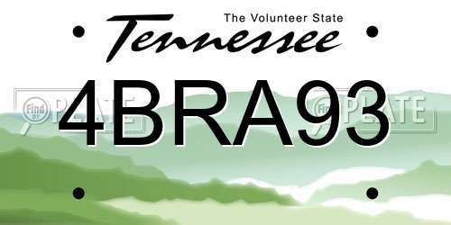 4BRA93 Tennessee License Plate