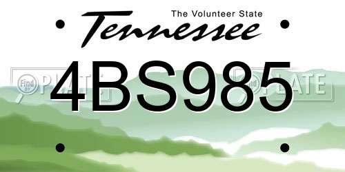 4BS985 Tennessee License Plate