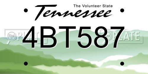 4BT587 Tennessee License Plate