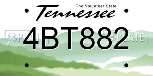 4BT882 Tennessee License Plate