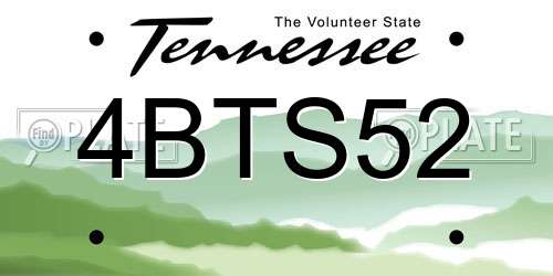 4BTS52 Tennessee License Plate