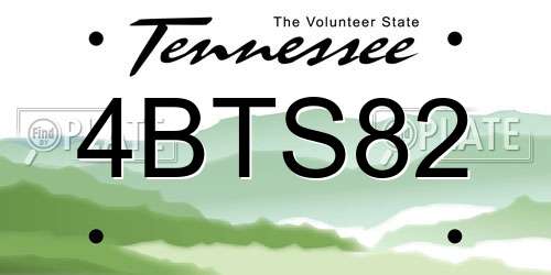 4BTS82 Tennessee License Plate