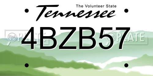 4BZB57 Tennessee License Plate