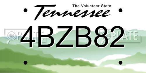 4BZB82 Tennessee License Plate