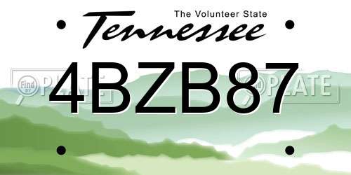 4BZB87 Tennessee License Plate