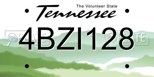 4BZI128 Tennessee License Plate
