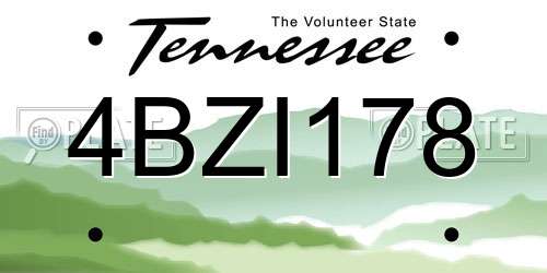 4BZI178 Tennessee License Plate