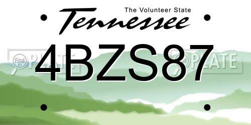 4BZS87 Tennessee License Plate