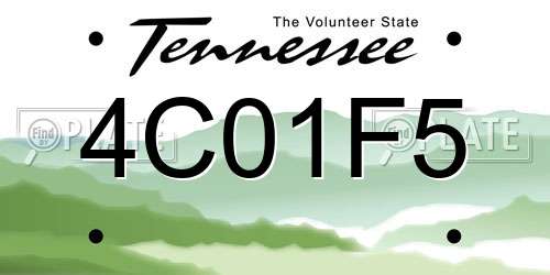 4C01F5 Tennessee License Plate
