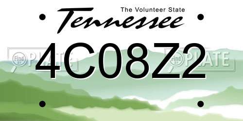 4C08Z2 Tennessee License Plate