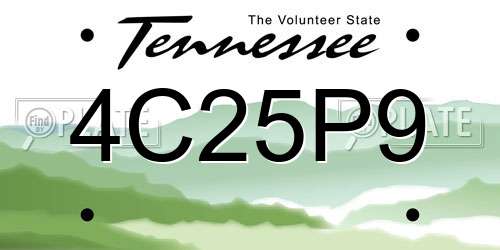 4C25P9 Tennessee License Plate