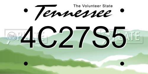 4C27S5 Tennessee License Plate