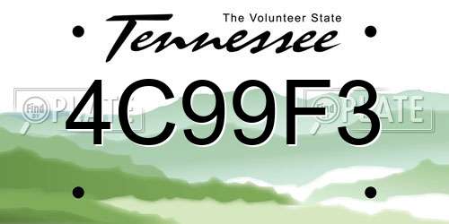 4C99F3 Tennessee License Plate