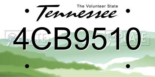 4CB9510 Tennessee License Plate