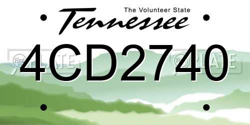 4CD2740 Tennessee License Plate