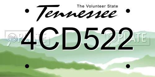4CD522 Tennessee License Plate