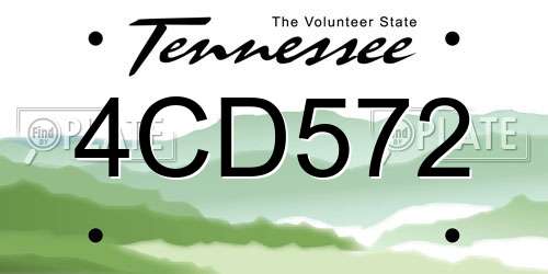 4CD572 Tennessee License Plate
