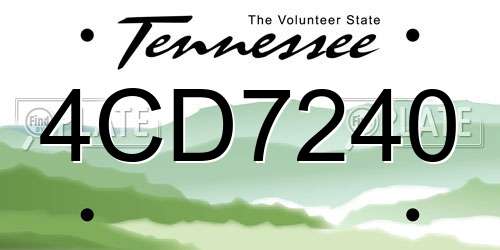 4CD7240 Tennessee License Plate