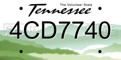 4CD7740 Tennessee License Plate