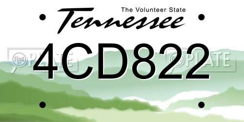 4CD822 Tennessee License Plate