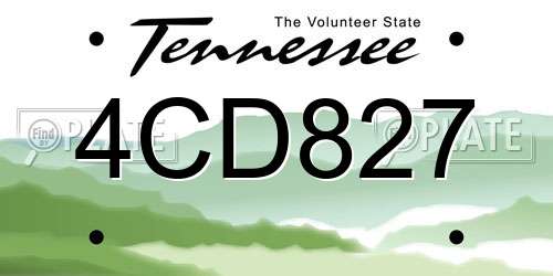 4CD827 Tennessee License Plate