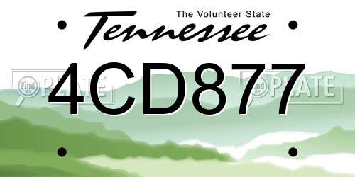 4CD877 Tennessee License Plate