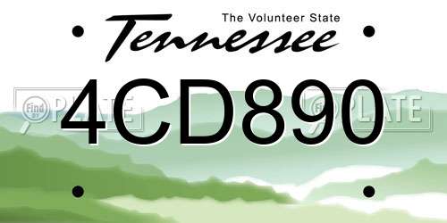 4CD890 Tennessee License Plate
