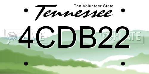 4CDB22 Tennessee License Plate