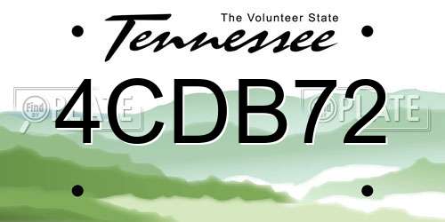 4CDB72 Tennessee License Plate