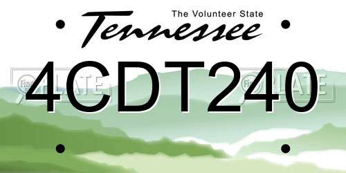 4CDT240 Tennessee License Plate