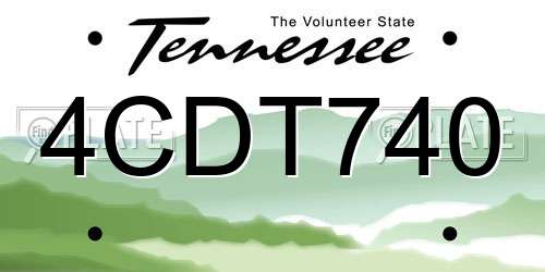 4CDT740 Tennessee License Plate