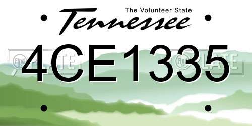 4CE1335 Tennessee License Plate
