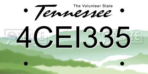 4CEI335 Tennessee License Plate