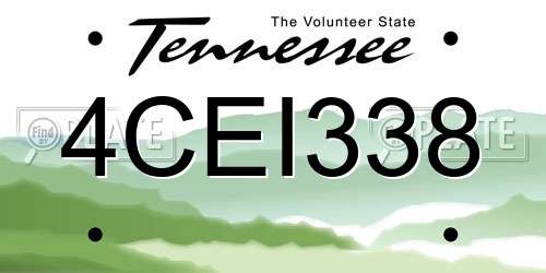 4CEI338 Tennessee License Plate