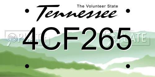 4CF265 Tennessee License Plate