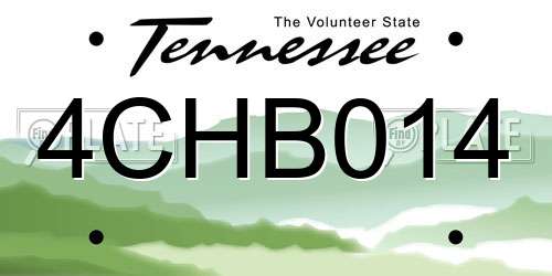 4CHB014 Tennessee License Plate