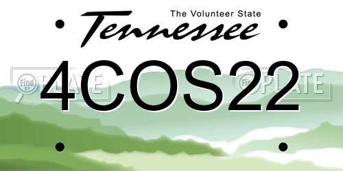 4COS22 Tennessee License Plate