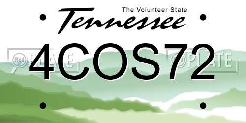 4COS72 Tennessee License Plate