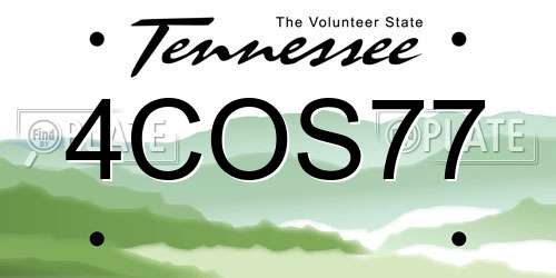 4COS77 Tennessee License Plate