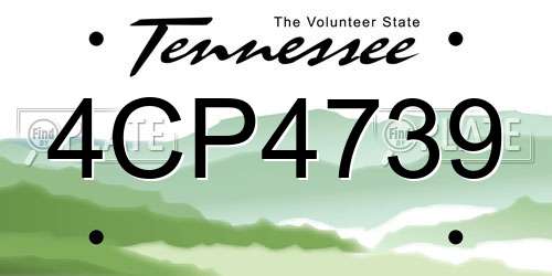 4CP4739 Tennessee License Plate