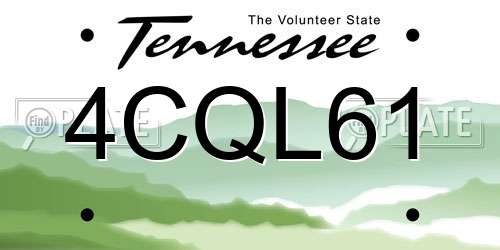 4CQL61 Tennessee License Plate
