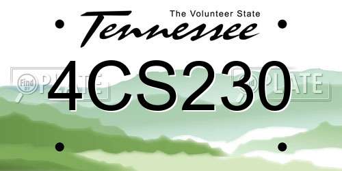 4CS230 Tennessee License Plate