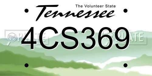 4CS369 Tennessee License Plate