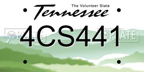 4CS441 Tennessee License Plate