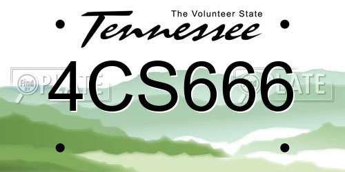 4CS666 Tennessee License Plate