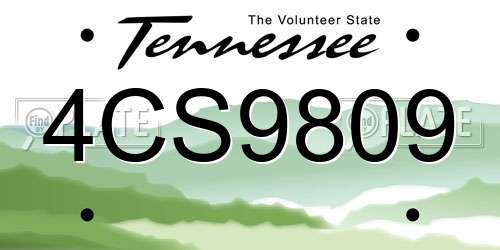 4CS9809 Tennessee License Plate