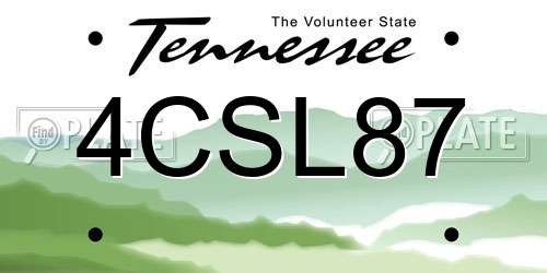 4CSL87 Tennessee License Plate